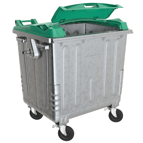 Контейнер для сміття 1100 літрів ЮА ПРО, металевий, кришка в кришці